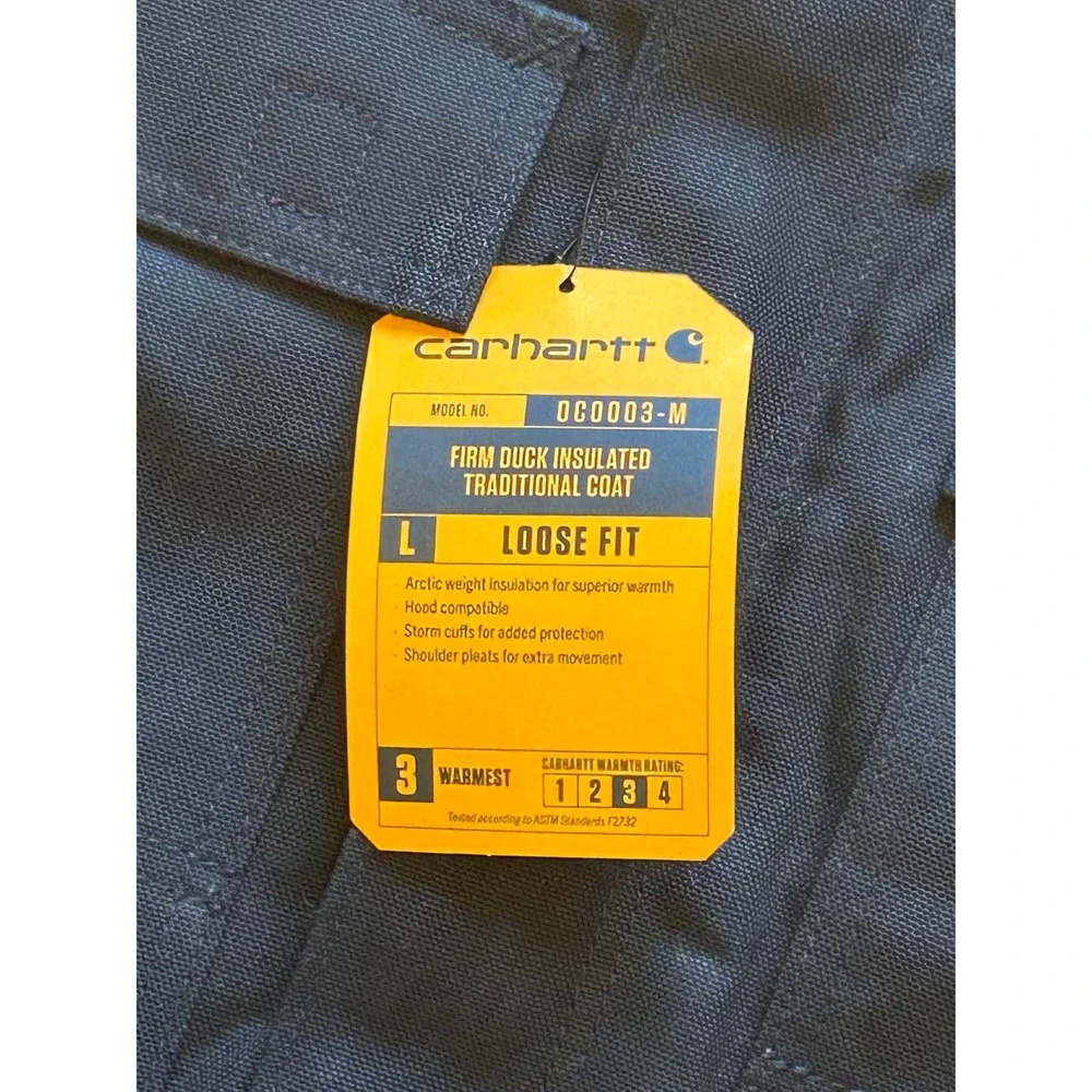 Carhartt OC0003-M Loose Fit Firm Duck Insulated Traditional Coat Black Mens L - Picture 4 of 10
